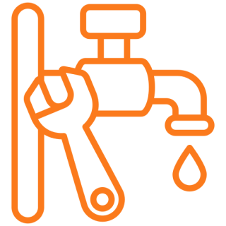 Wrench fixing leaking faucet with droplet
