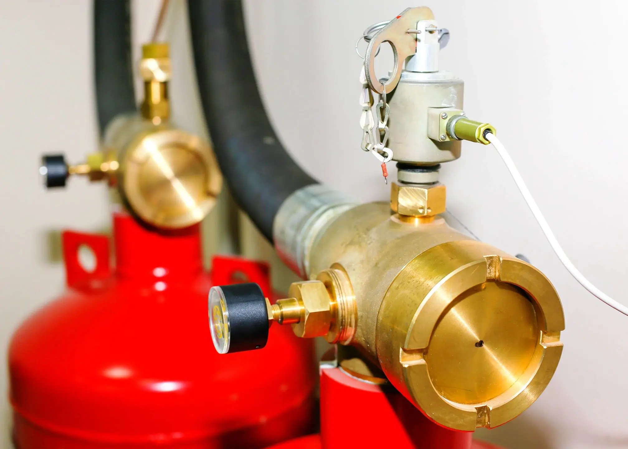 Fire suppression cylinders with brass valve assembly