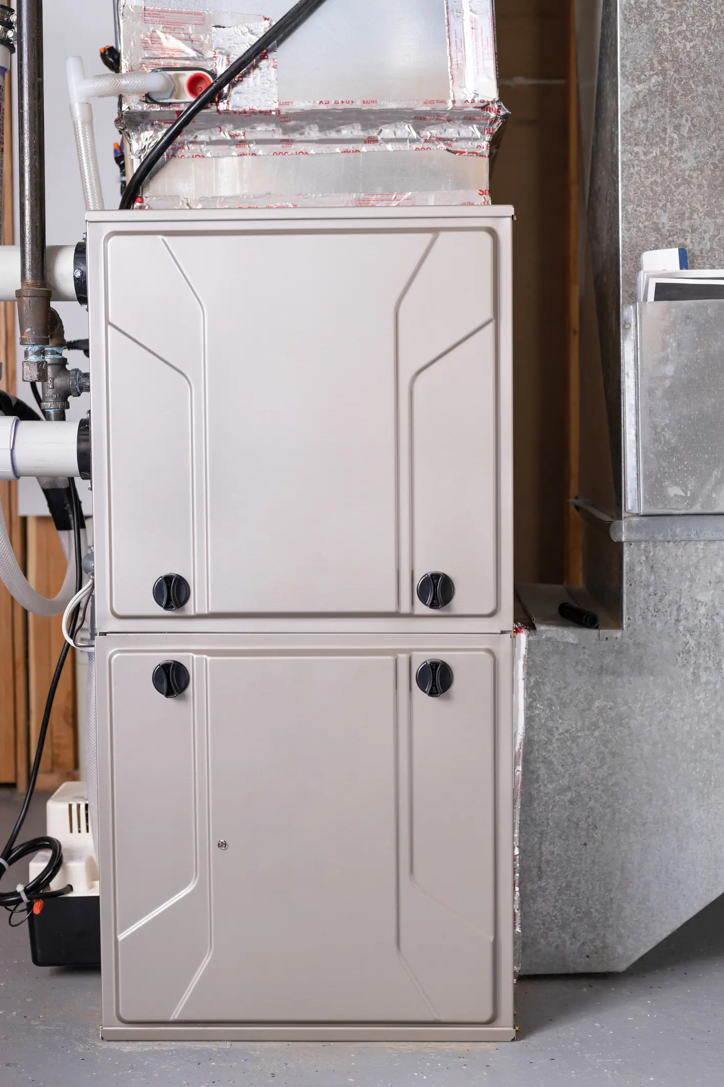 Residential furnace and ductwork in basement
