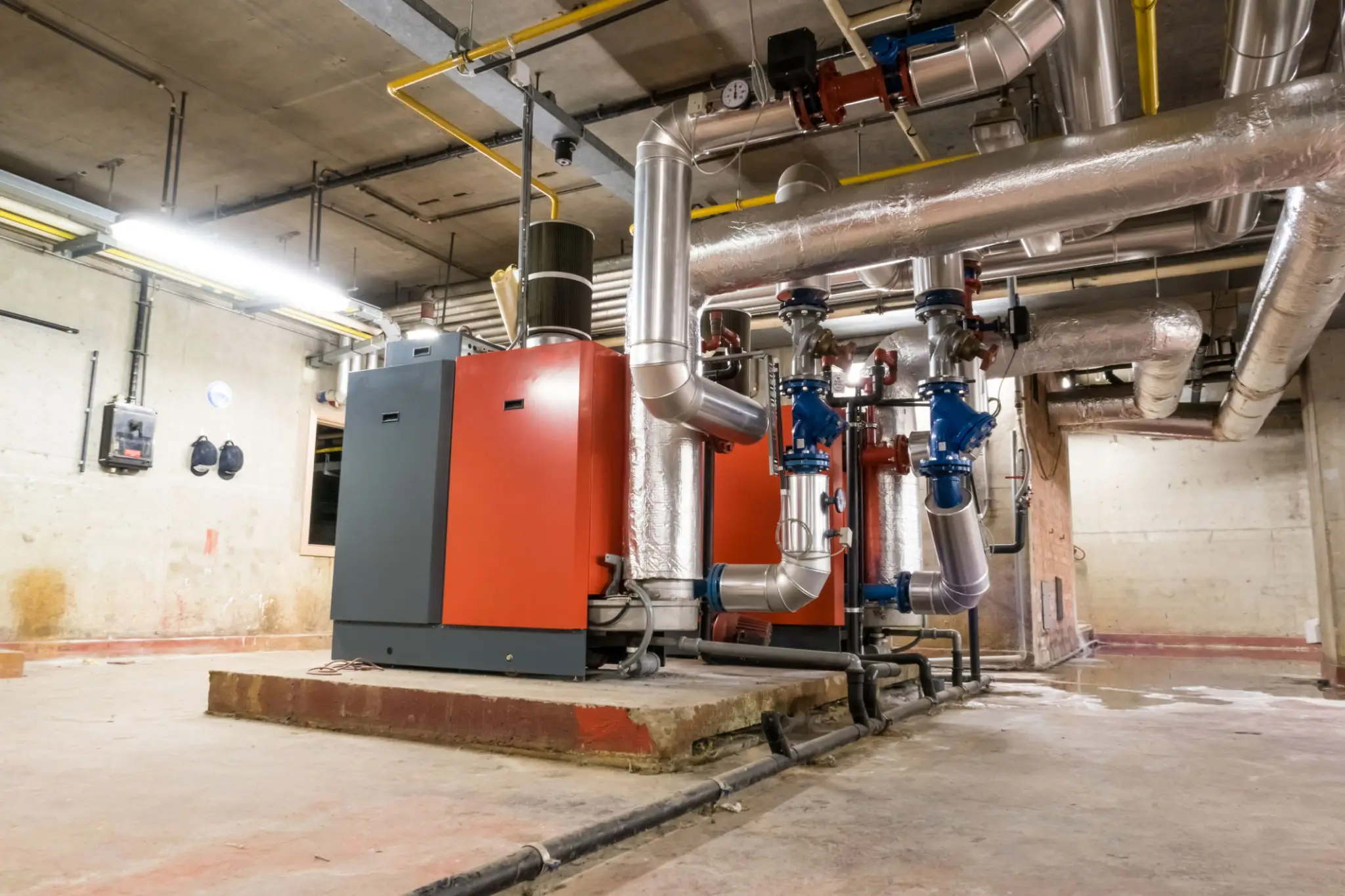 Industrial boiler system with insulated pipes